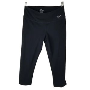 Nike Dri Fit Black Capri Logo Leggings Yoga Workout Activewear Size Small